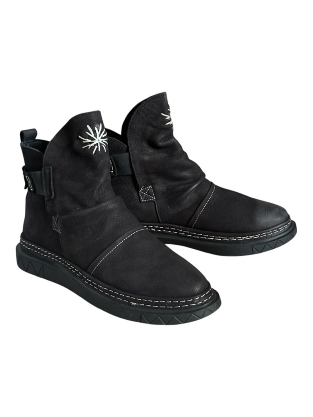 Bernie Mev Black Leather Slouch Ankle Boots Faux Fur NWOT EU 41 US 10 Comfort